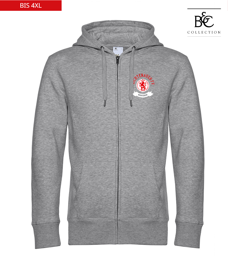 B&C Herren Zipped Hoodie Heather Grey "Bono"
