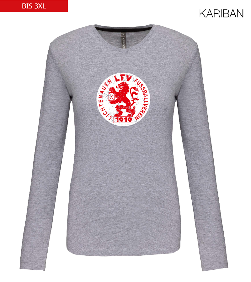 Kariban Damen Langarmshirt Oxford Grey "Uwe Frontprint"