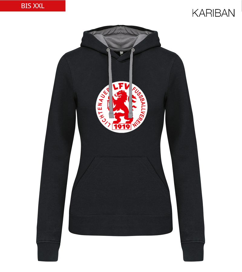 Kariban Damen Hoodie Black Fine Grey "Anton Frontprint"