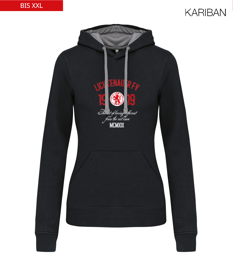 Kariban Damen Hoodie Black Fine Grey "Isack"