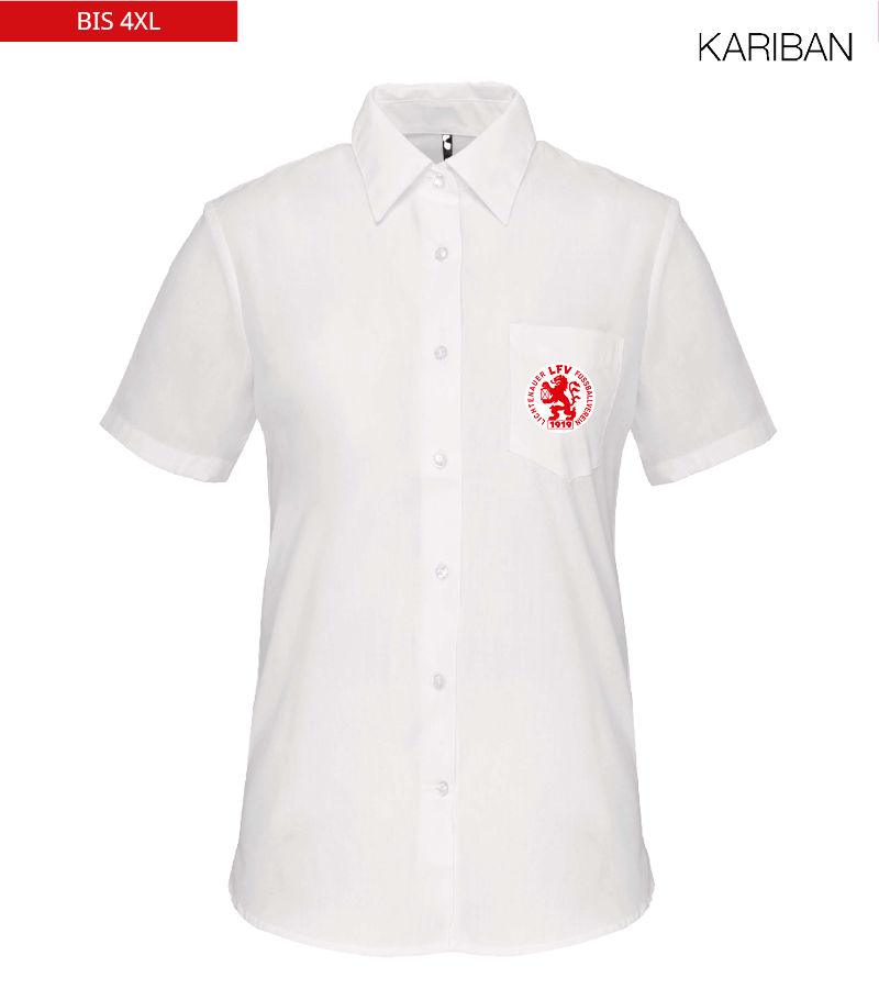 Kariban Damen Kurzarmbluse White "Anton"